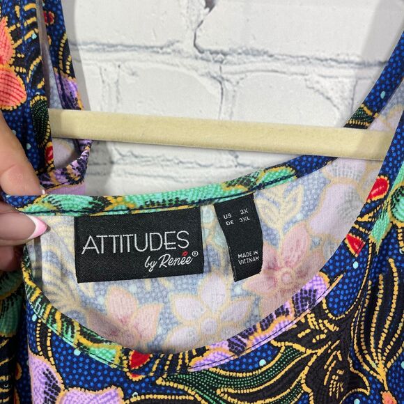 Attitudes by Renee Cardigan Tank Top 2 Pc Women Plus 3X Floral Knit Mesh Cover - Picture 10 of 16